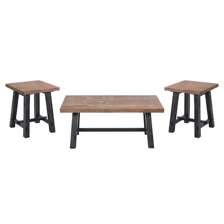 Alaterre Furniture Adam 3-Piece Solid Wood Living Room Set, Overall Width: 42 ANAD01111RNB
